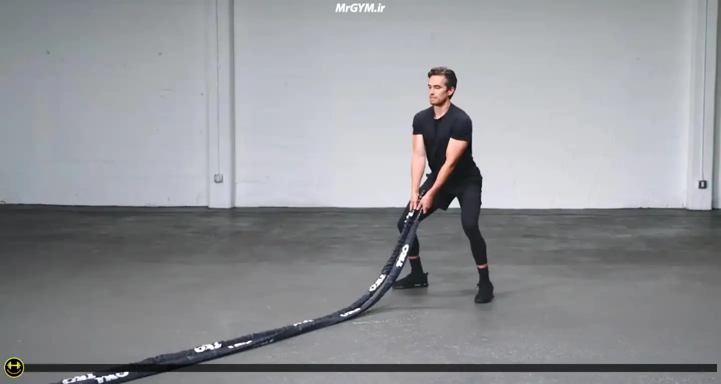 آموزش حرکت کوبیدن طناب جنگی به بیرون (Battle Ropes Outside Slam)