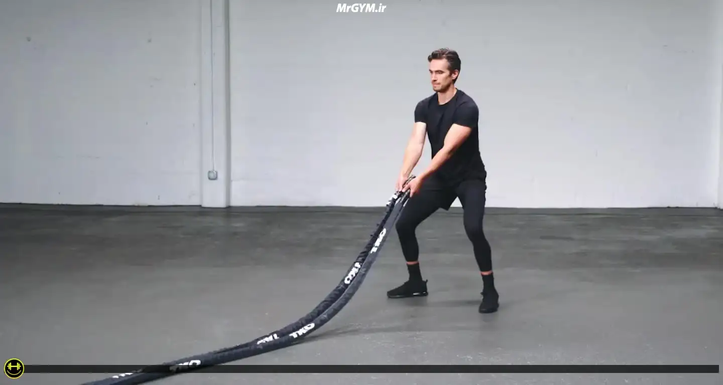 آموزش حرکت حرکت مارپیچ بیرونی با طناب جنگی (Battle Ropes Outside Spiral)