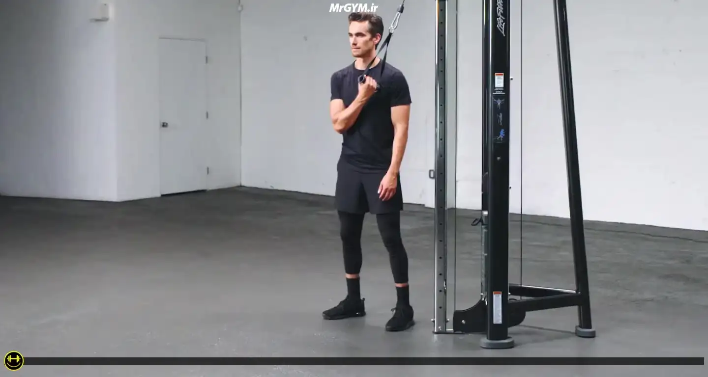 آموزش حرکت پشت بازو تک دست سیم کش از پهلو (Cable One Arm Tricep Side Extension)
