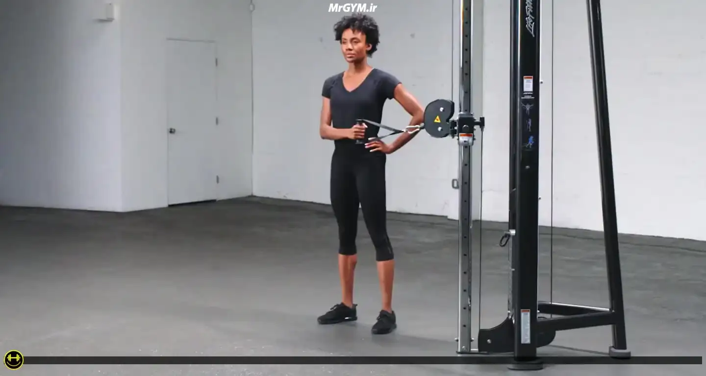 آموزش حرکت چرخش خارجی سرشانه با سیم کش (Cable Shoulder External Rotation)