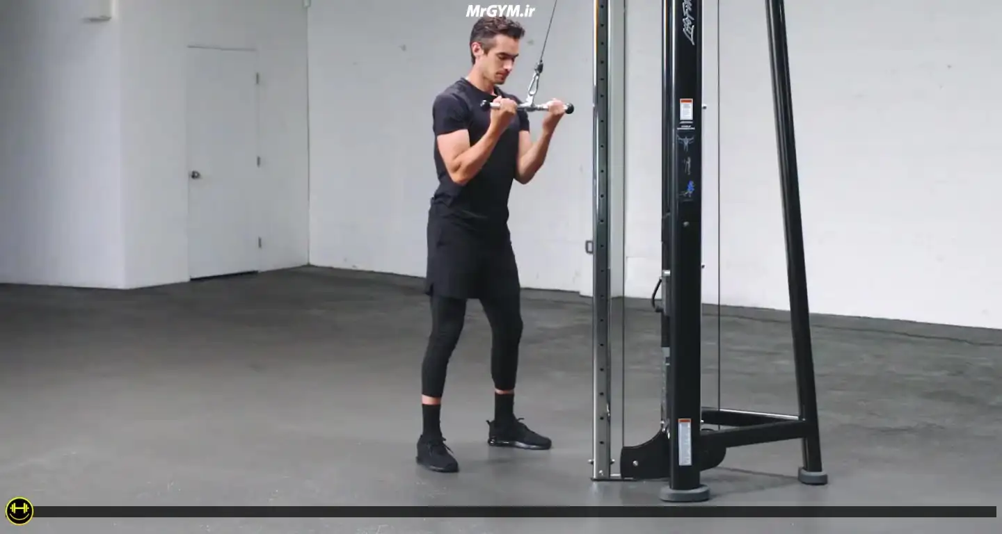 آموزش حرکت پشت بازو سیم کش معکوس (Cable Underhand Tricep Pushdown)