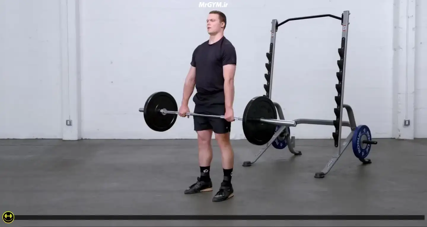 آموزش حرکت ساق پا به شراگ (Calf Raise to Shrug)