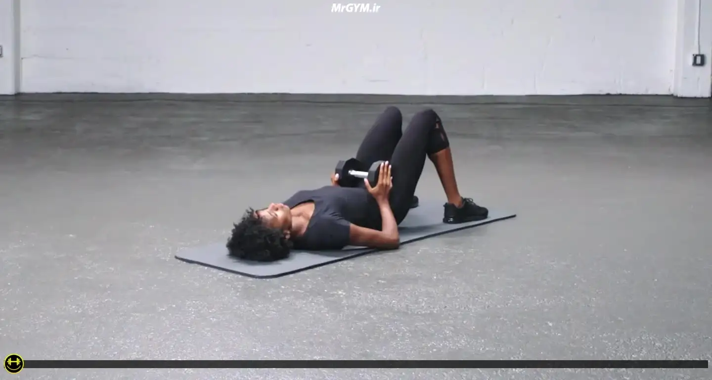 آموزش حرکت پل باسن با دمبل (Dumbbell Glute Bridge)