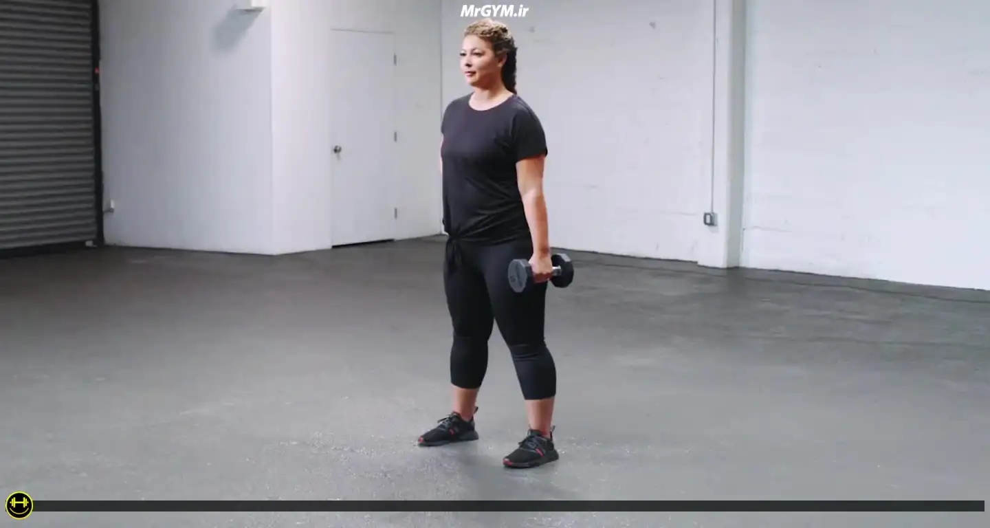 آموزش حرکت خم شدن پهلو با دمبل (Dumbbell Side Bend)