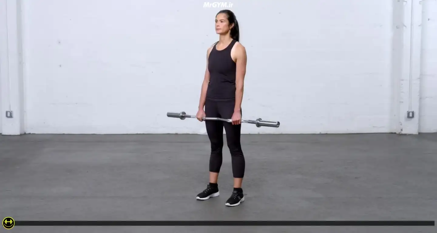 آموزش حرکت جلو بازو معکوس با هالتر EZ (EZ-Bar Reverse Grip Curl)