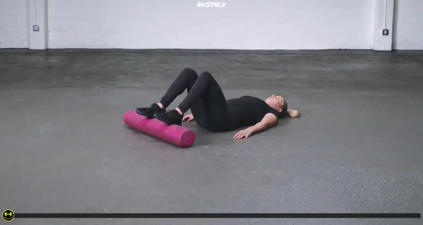 آموزش حرکت پل باسن با رول فوم (Foam Roll Glute Bridge)