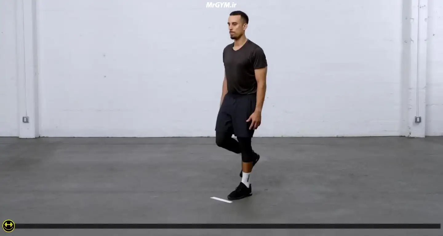 آموزش حرکت پرش خطی تک پا به جلو (Forward 1-Foot Line Hop)