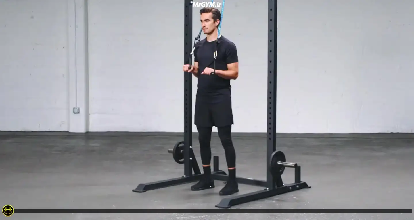 آموزش حرکت پشت بازو با کش دسته دار (Handle Band Tricep Extension)