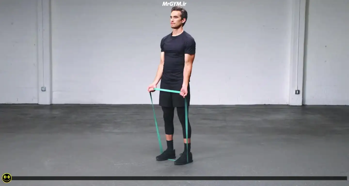 آموزش حرکت جلو بازو با کش حلقه ای (Loop Band Bicep Curl)