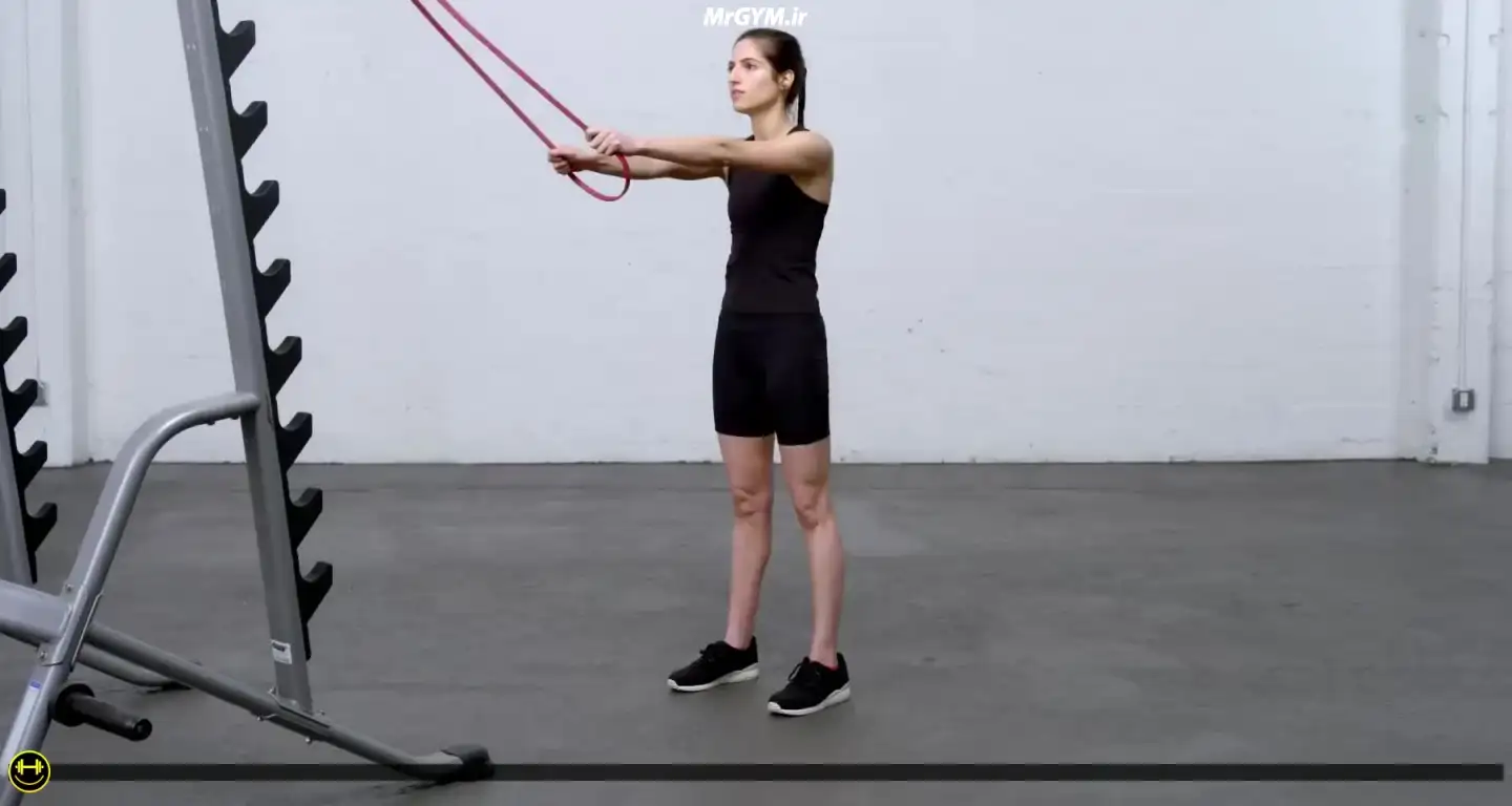 آموزش حرکت پول داون دست صاف با کش حلقه ای (Loop Band Straight-Arm Pull Down)