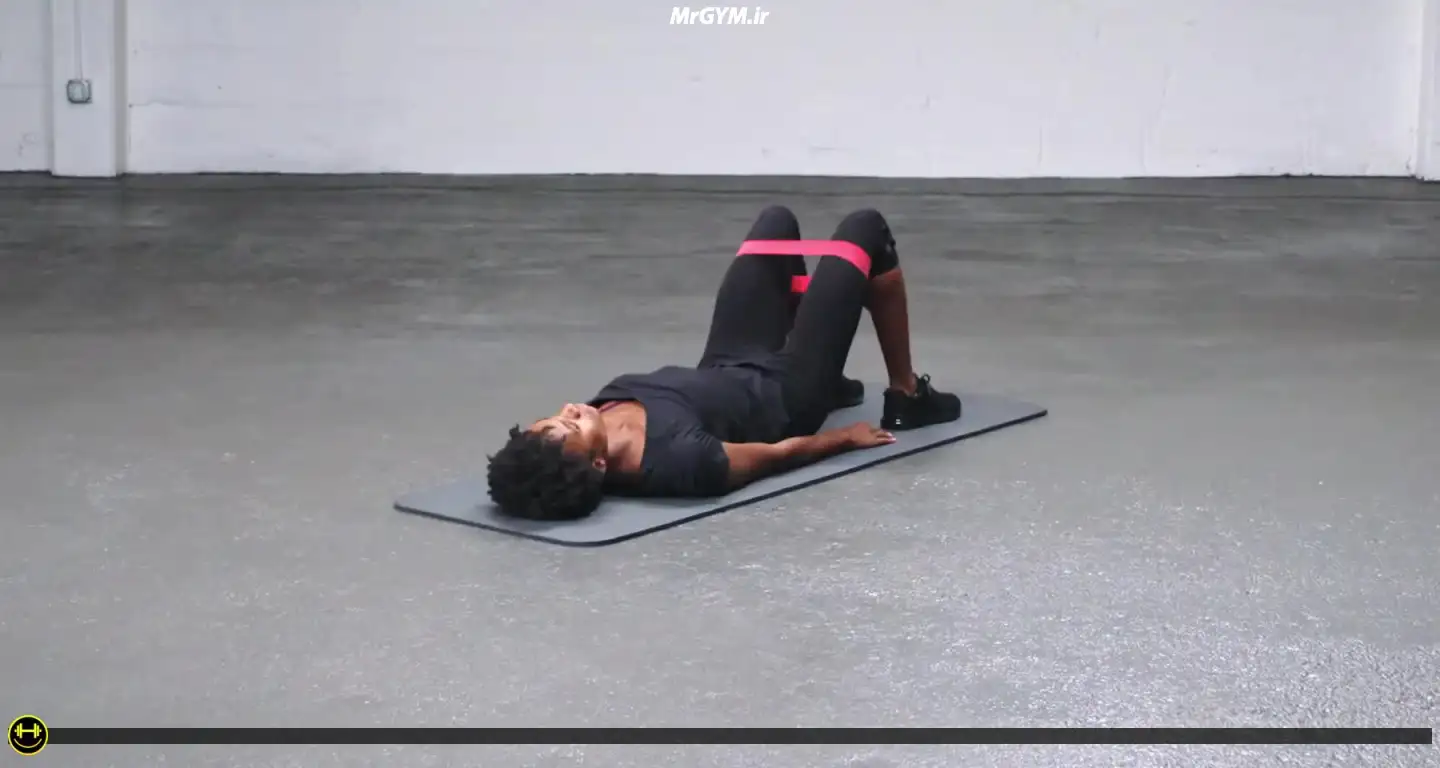 آموزش حرکت پل باسن با مینی بند (Mini Loop Band Glute Bridge)
