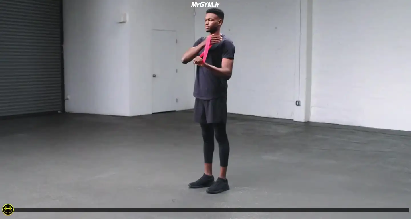 آموزش حرکت پشت بازو با مینی بند (Mini Loop Band Tricep Press)