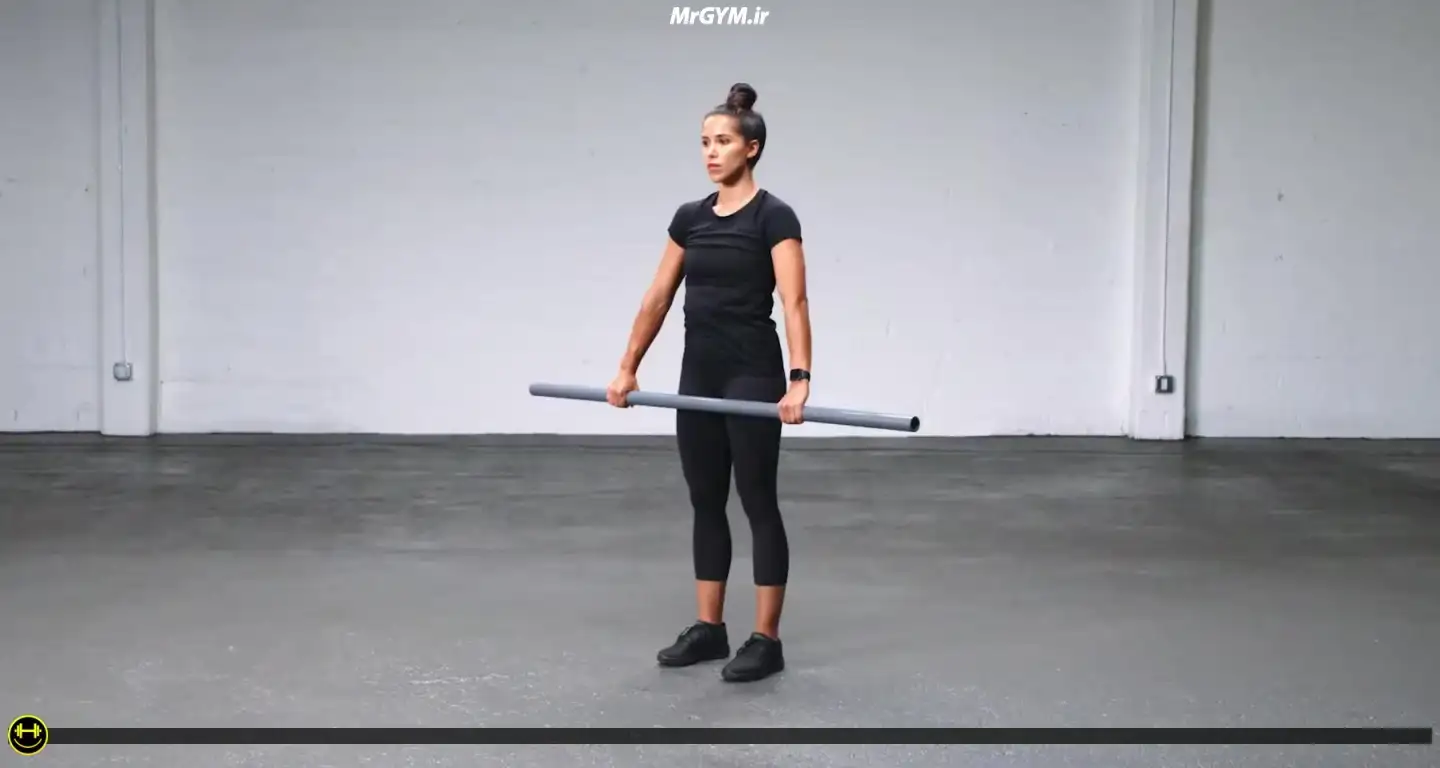 آموزش حرکت کشش سرشانه بالای سر با PVC (Overhead PVC Shoulder Stretch)