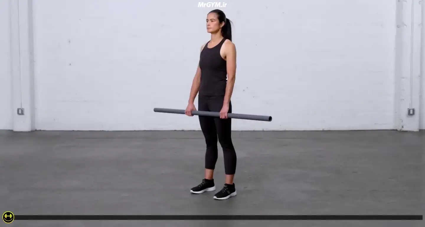 آموزش حرکت ددلیفت رومانیایی با PVC (PVC Romanian Deadlift)