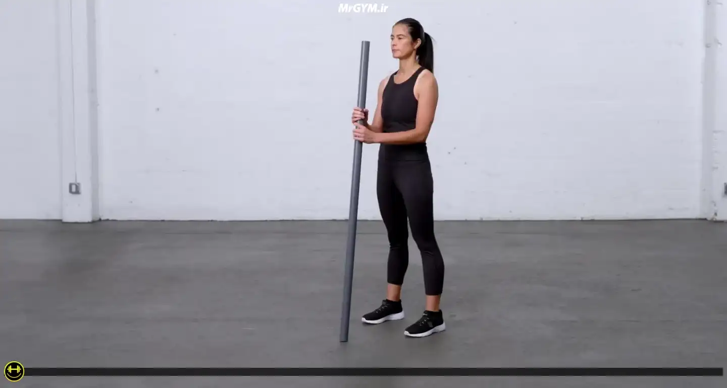 آموزش حرکت فلکشن سرشانه با PVC (PVC Shoulder Flexion)