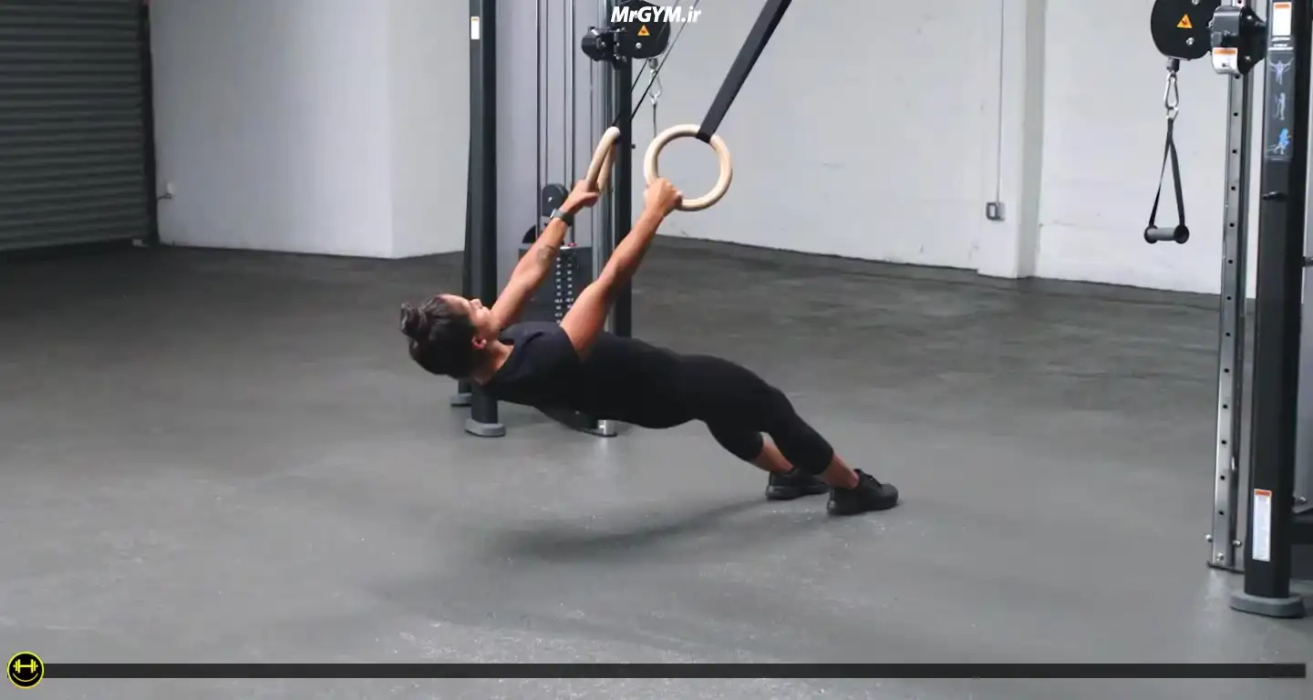 آموزش حرکت پارویی با حلقه ژیمناستیک (Ring Row)