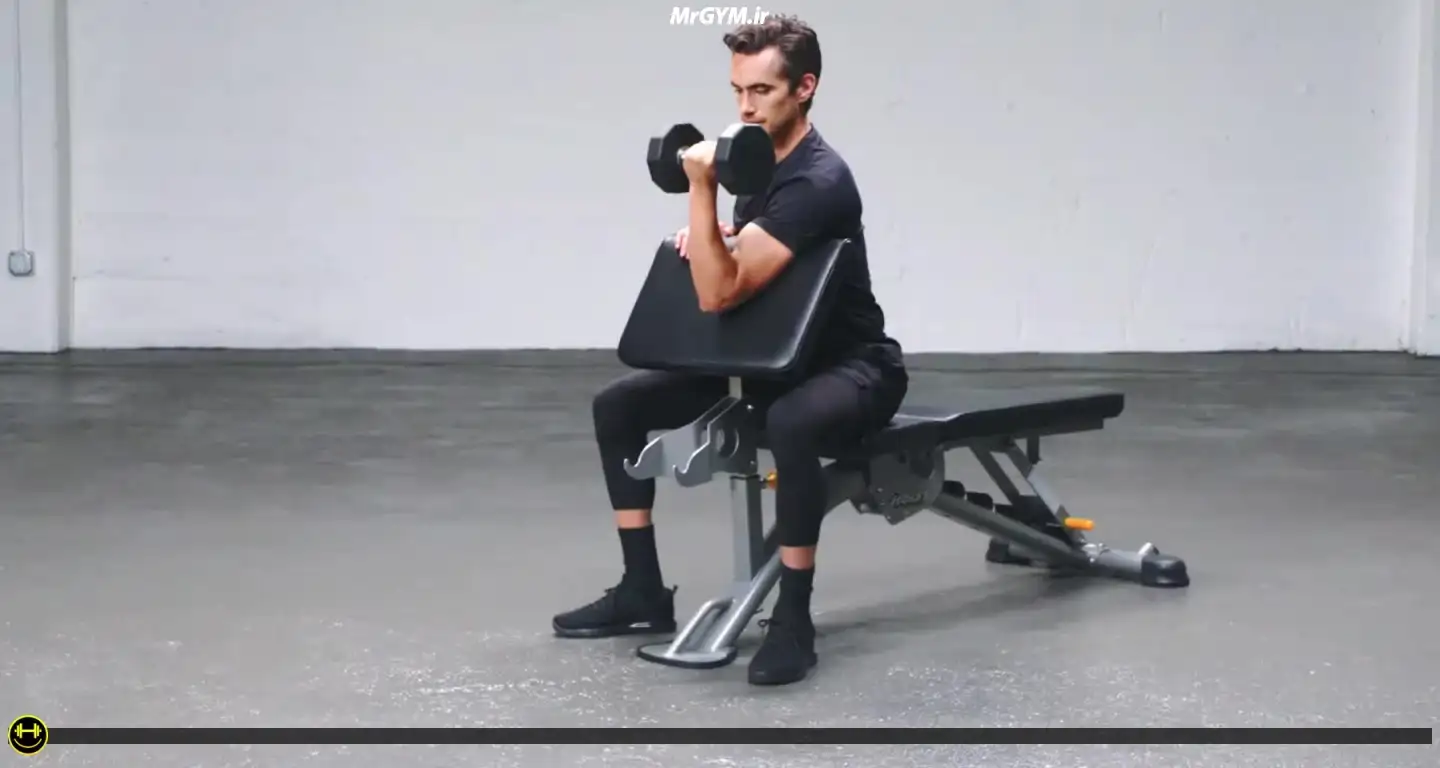 آموزش حرکت جلو بازو لاری تک دست (Single Arm Preacher Curl)