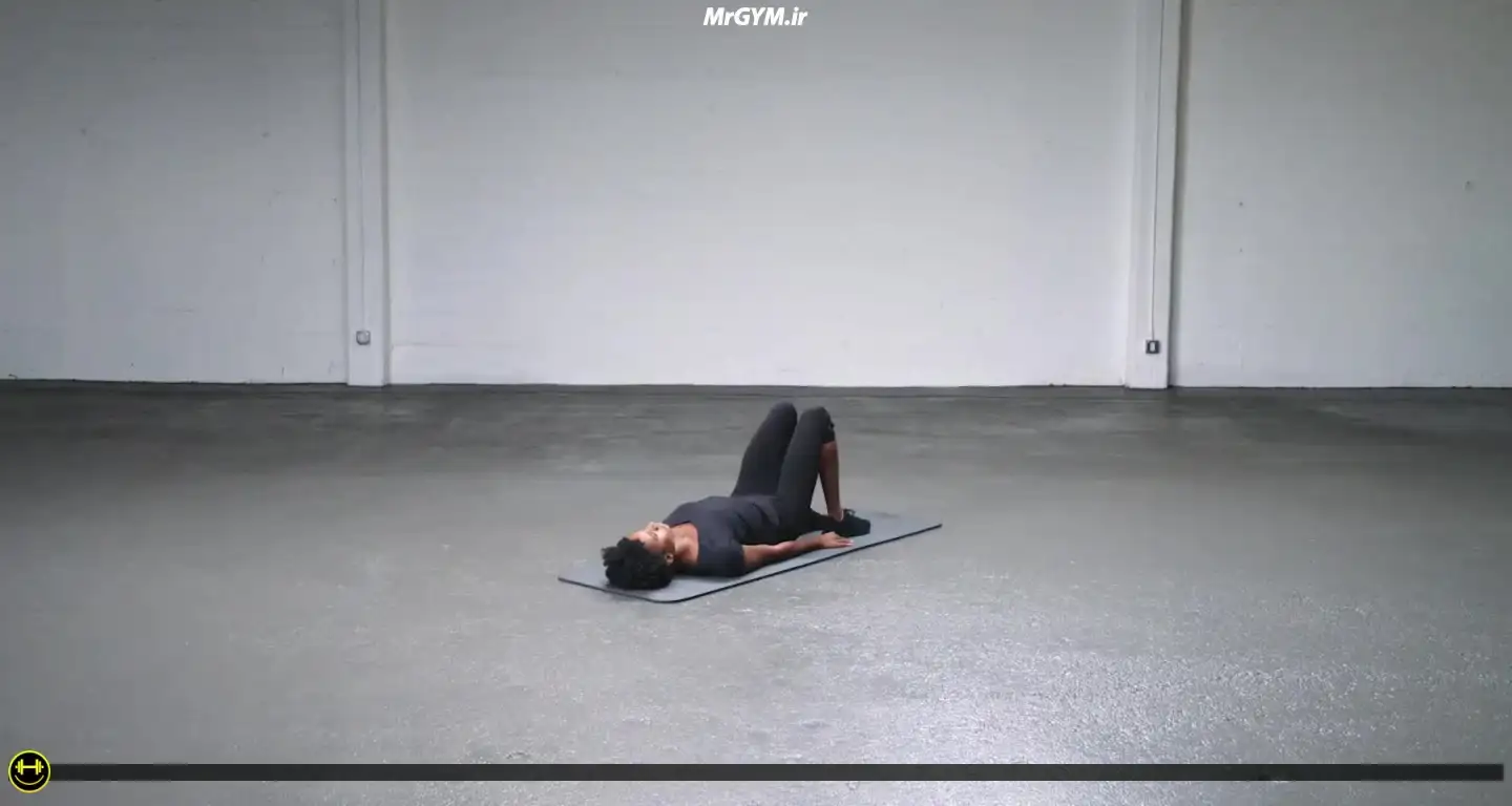 آموزش حرکت پل باسن تک پا با چرخش خارجی (Single-Leg Glute Bridge with External Rotation)