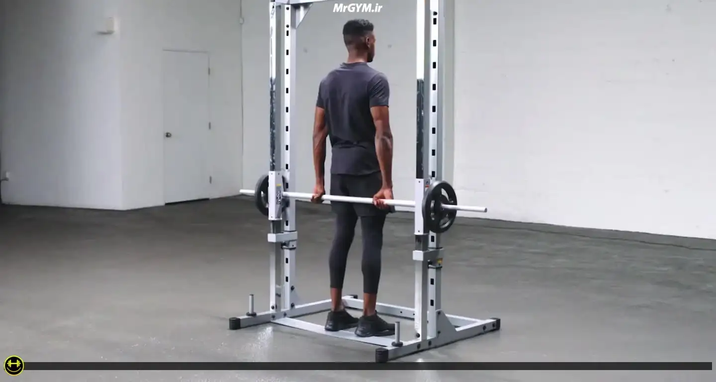 آموزش حرکت شراگ پشت با اسمیت ماشین (Smith Machine Behind the Back Shrug)