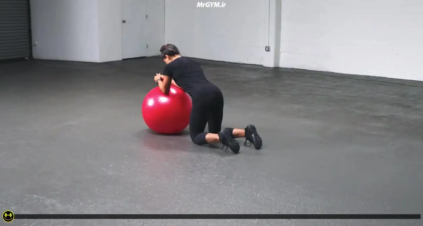 آموزش حرکت رول اوت با توپ تعادلی (Stability Ball Roll Out)