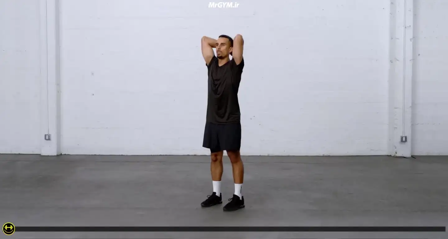 آموزش حرکت پشت بازو ایستاده با دمبل (Standing Dumbbell Tricep Extension)