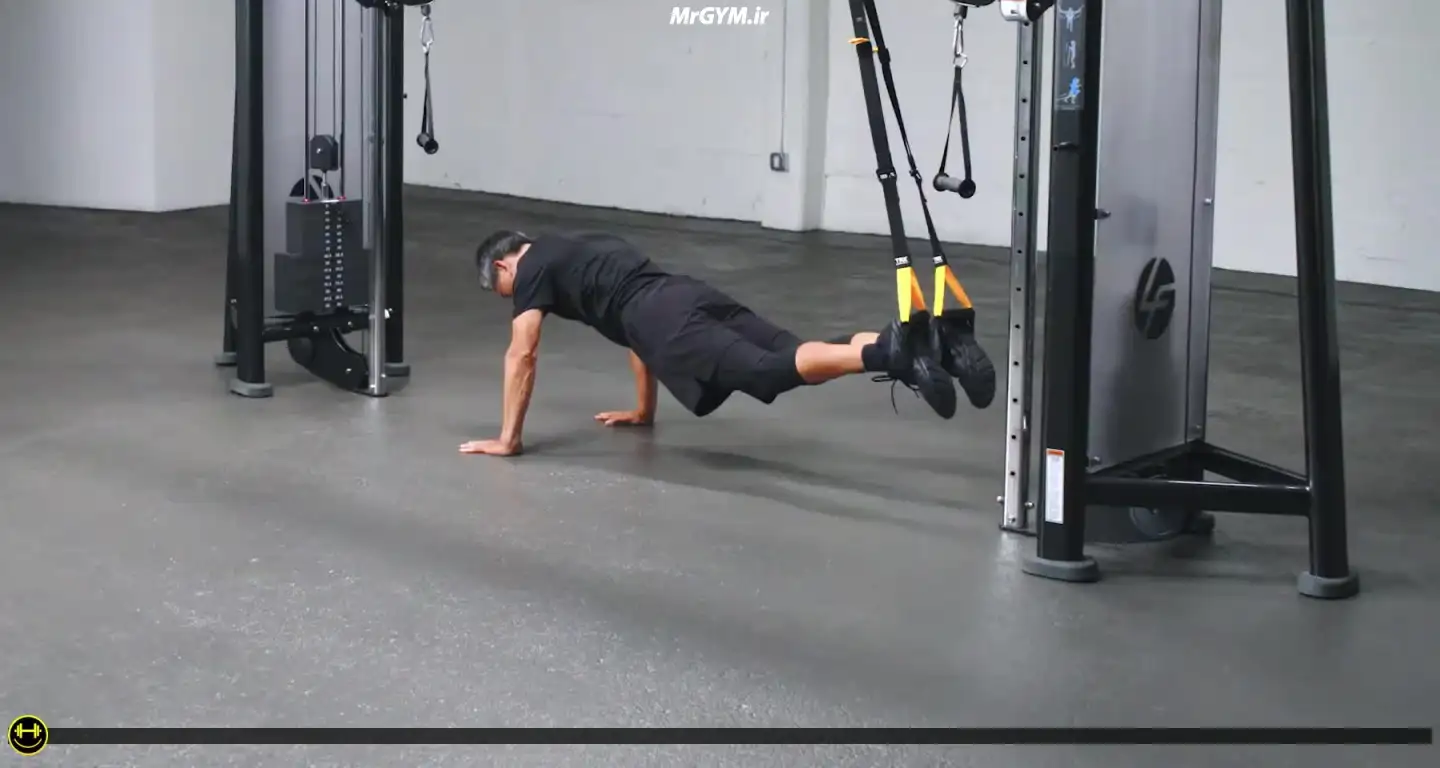 آموزش حرکت شنا اتمیک با TRX (TRX Atomic Push Up)